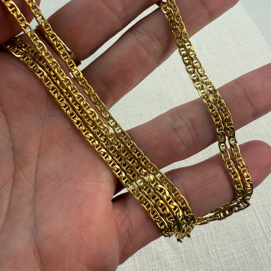 30" Estate Italian Solid 10K Yellow Gold Mariner Chain, 6.56g