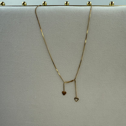 15.5" Italian Solid 14K Yellow Gold Dangle Heart Necklace (2.67G)