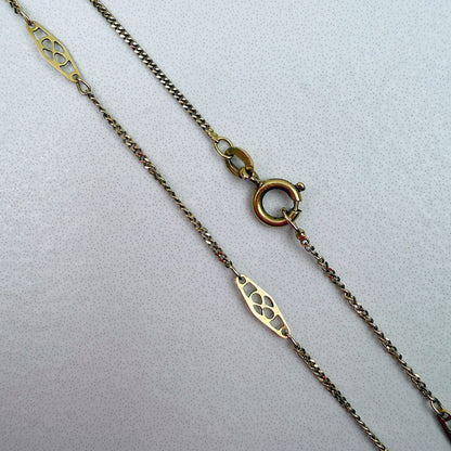 16" Filigree Station Necklace 14K Yellow Gold 2.57g