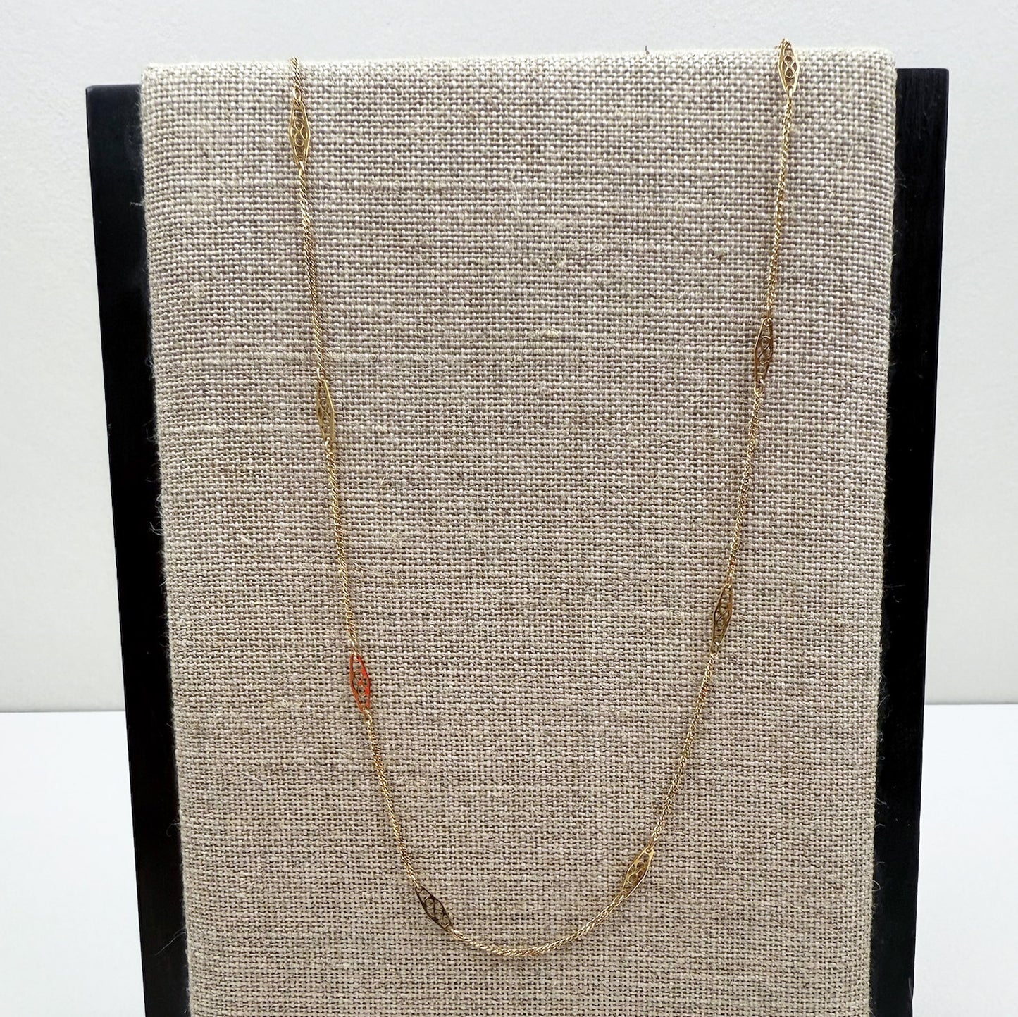 16" Filigree Station Necklace 14K Yellow Gold 2.57g