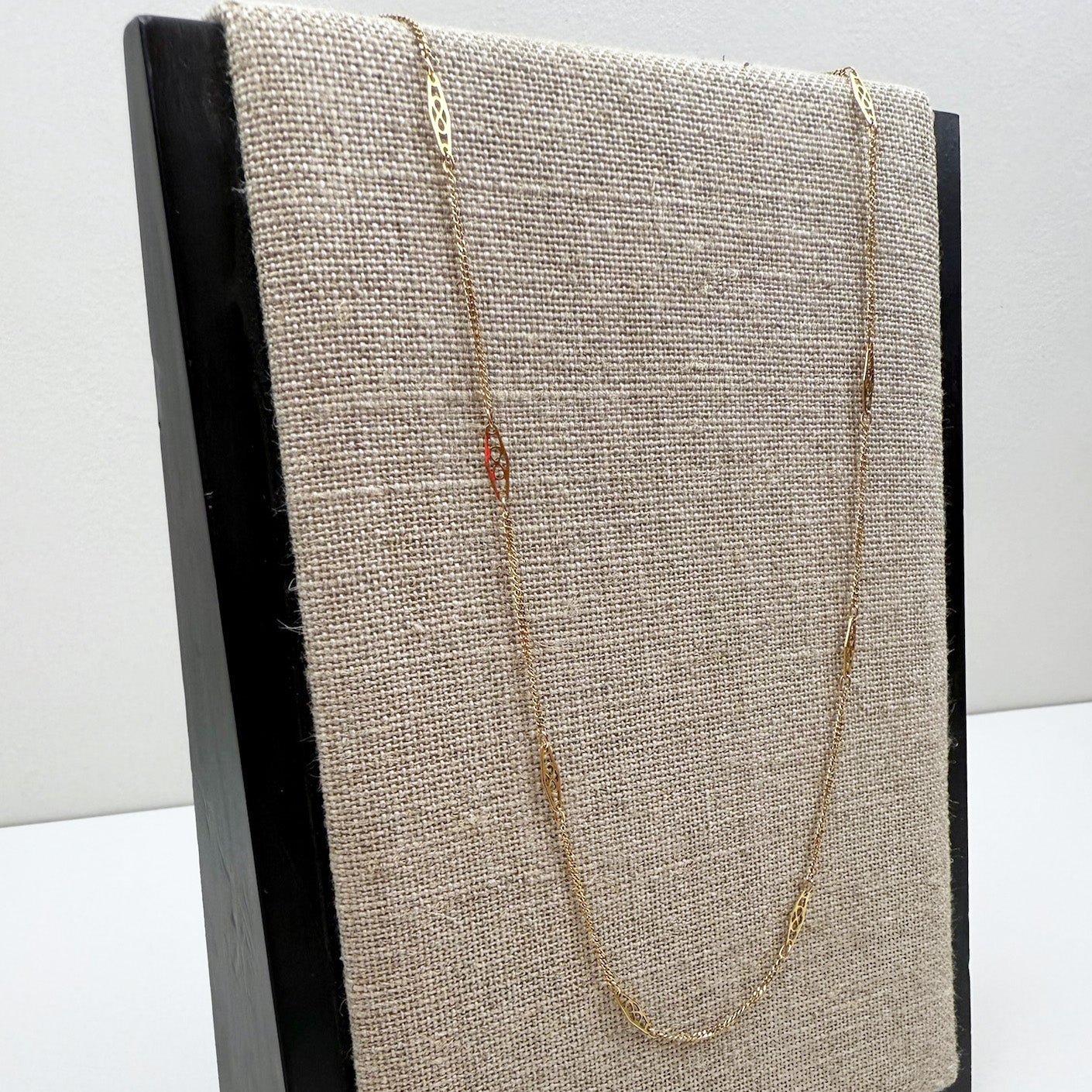 16" Filigree Station Necklace 14K Yellow Gold 2.57g