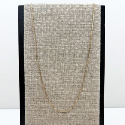 18" Elongated Link Cable Chain 14K Yellow Gold Chain 1.3mm 2.31g