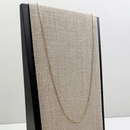 18" Elongated Link Cable Chain 14K Yellow Gold Chain 1.3mm 2.31g