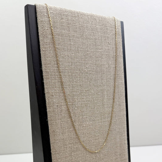 18" Elongated Link Cable Chain 14K Yellow Gold Chain 1.3mm 2.31g