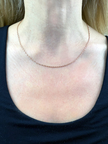 17.75" 14K Rose Gold Singapore Chain 1.65mm 1.45g