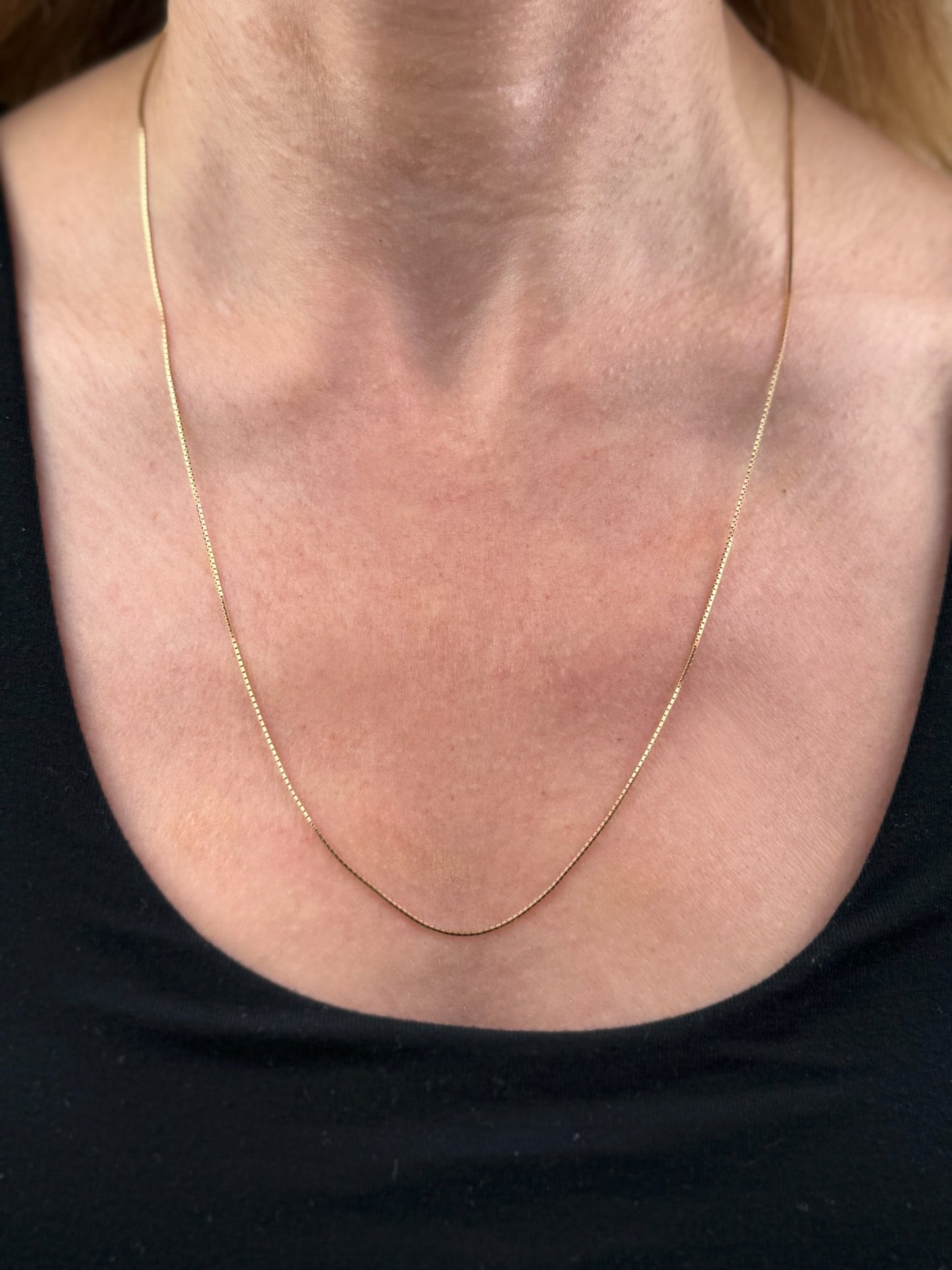 22" Italian Box Chain 14K Yellow Gold Chain .7mm 2.31g