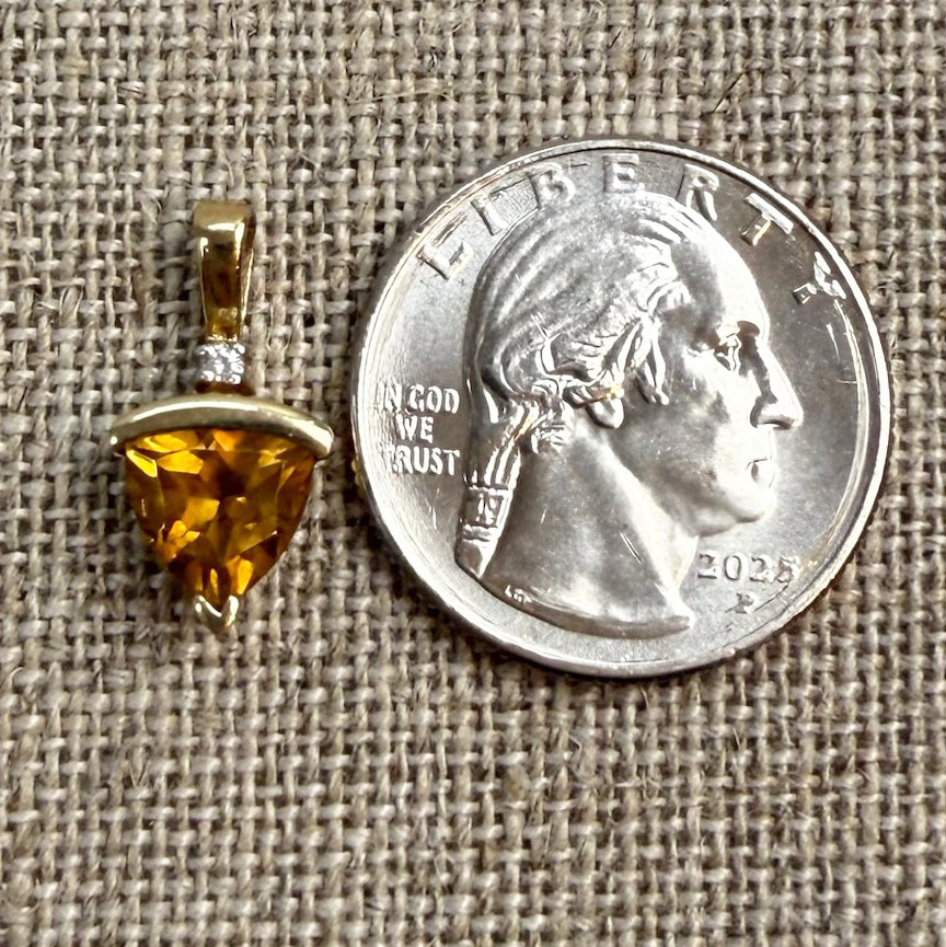 Citrine & Diamond 10K Yellow Gold Pendant