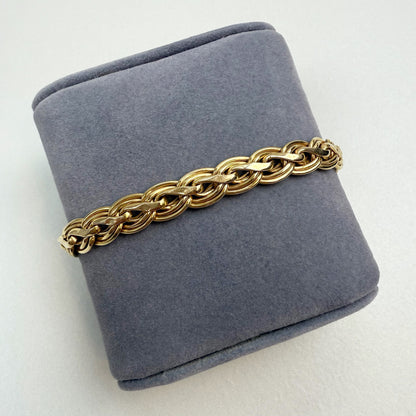 7.5" Italian Woven 14K Yellow Gold Statement Bracelet 8mm 10.45g