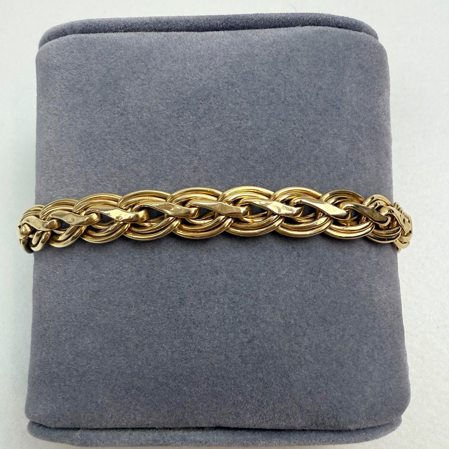 7.5" Italian Woven 14K Yellow Gold Statement Bracelet 8mm 10.45g