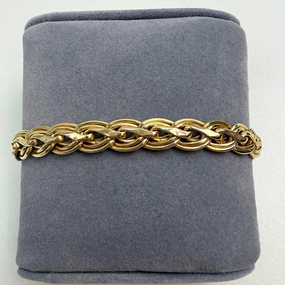 7.5" Italian Woven 14K Yellow Gold Statement Bracelet 8mm 10.45g