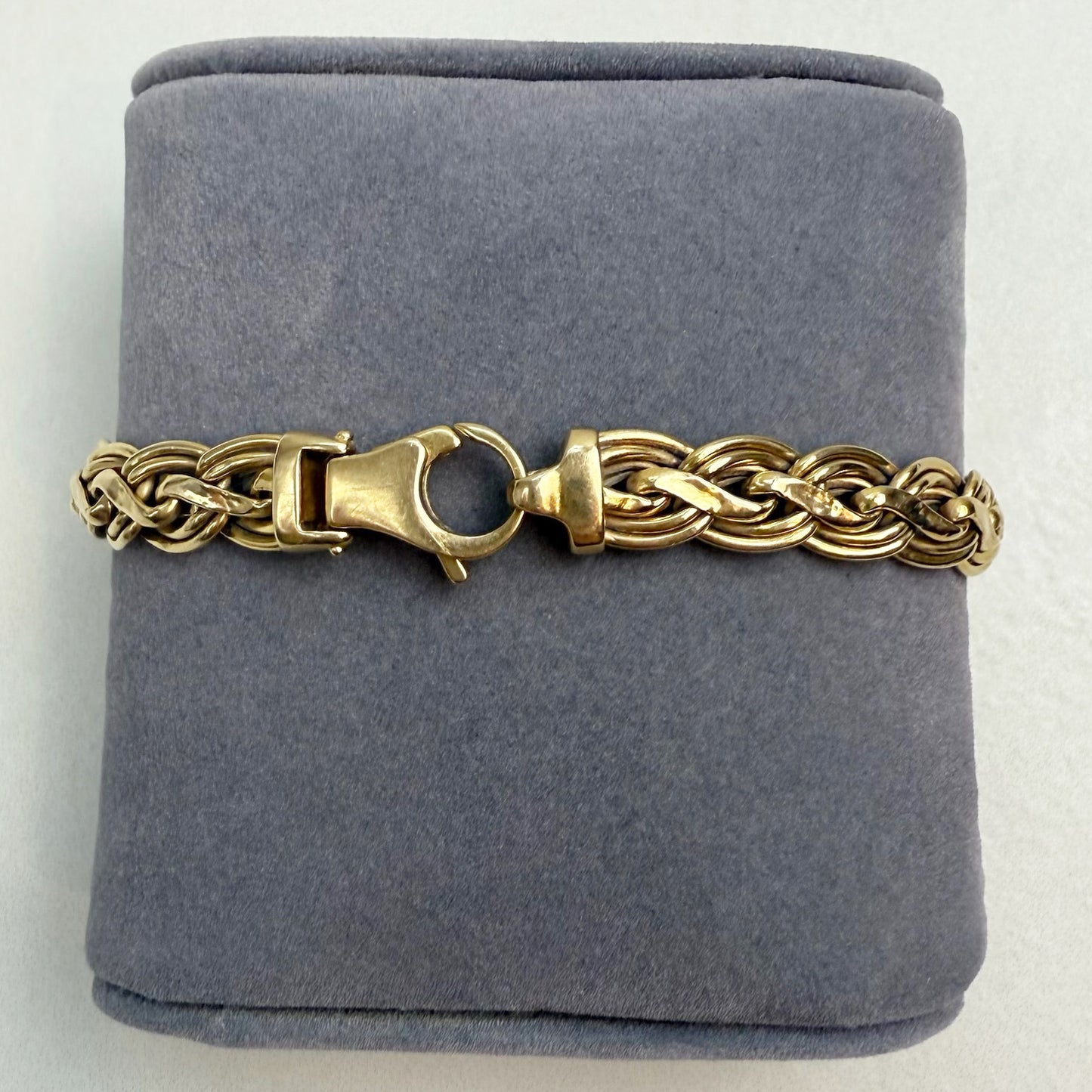 7.5" Italian Woven 14K Yellow Gold Statement Bracelet 8mm 10.45g