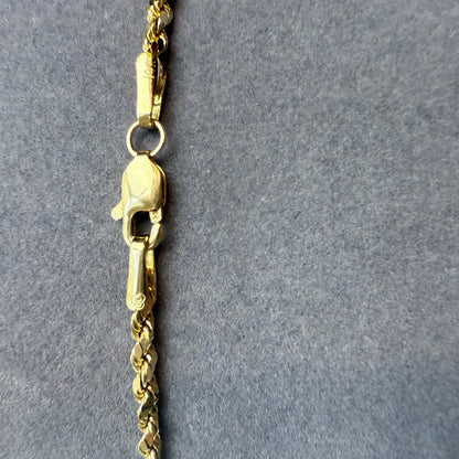 7" Diamond Cut Rope Bracelet 14K Yellow Gold Chain 1.75mm 1.52g