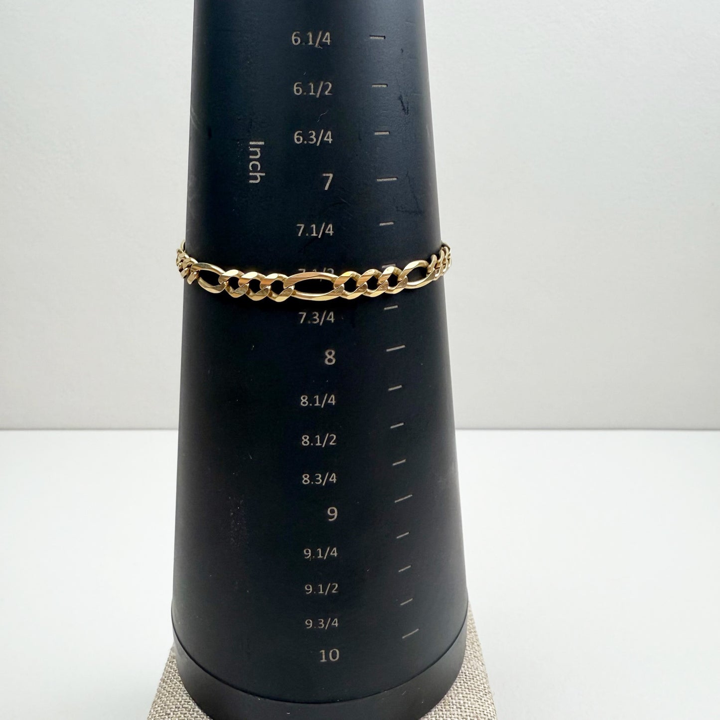 8" Italian Faceted Figaro 14K Yellow Gold Bracelet 5.6mm 8.92g