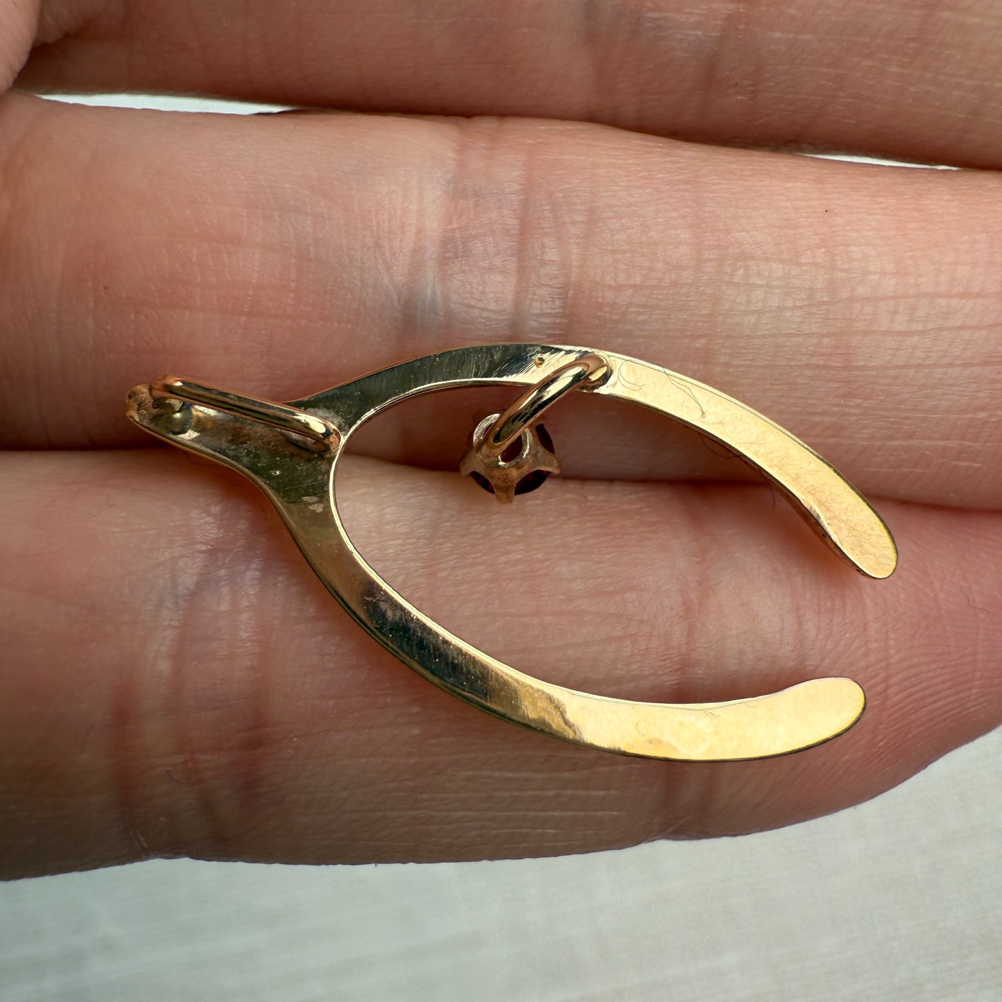 Vintage Solid 10K Yellow Gold Wishbone Pendant
