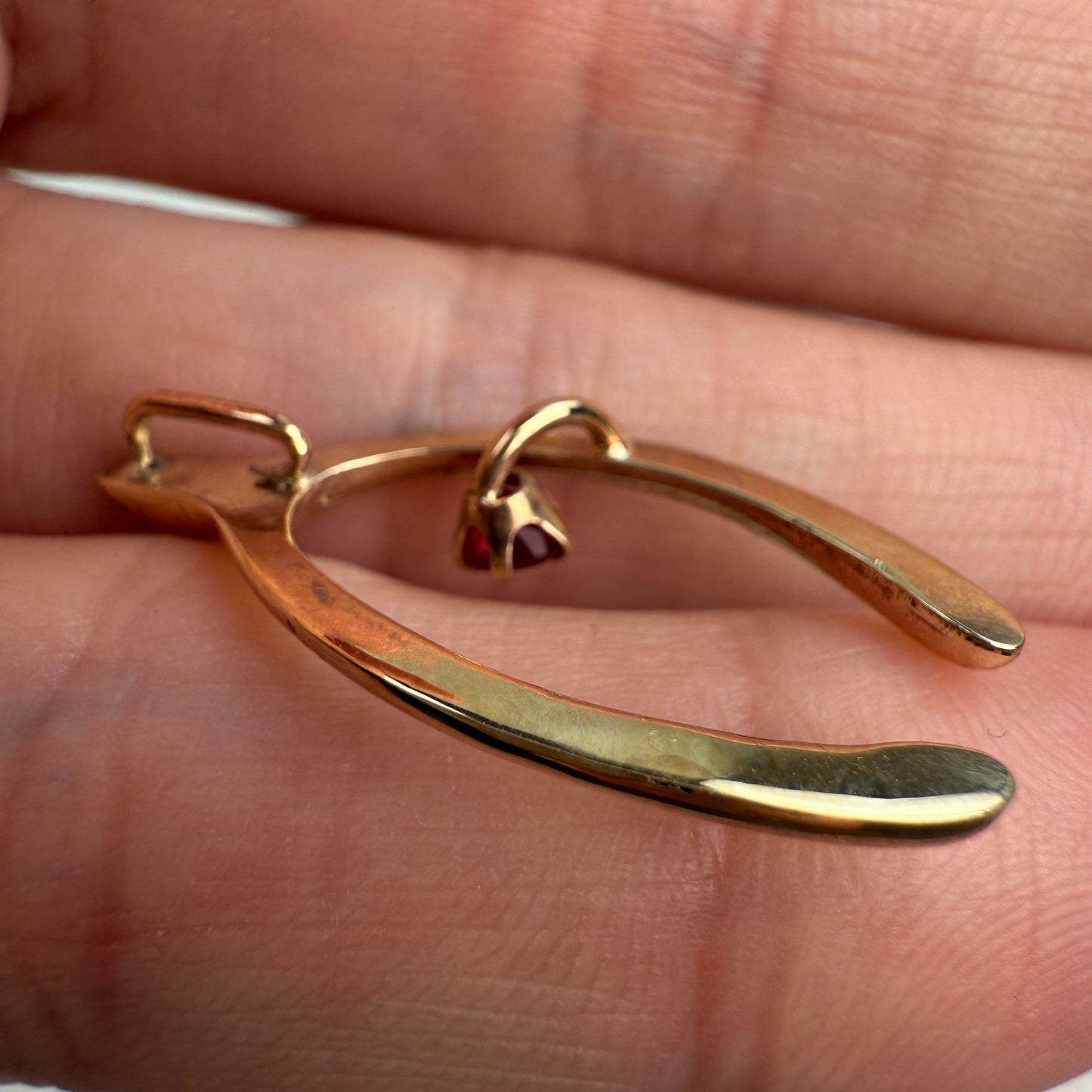 Vintage Solid 10K Yellow Gold Wishbone Pendant