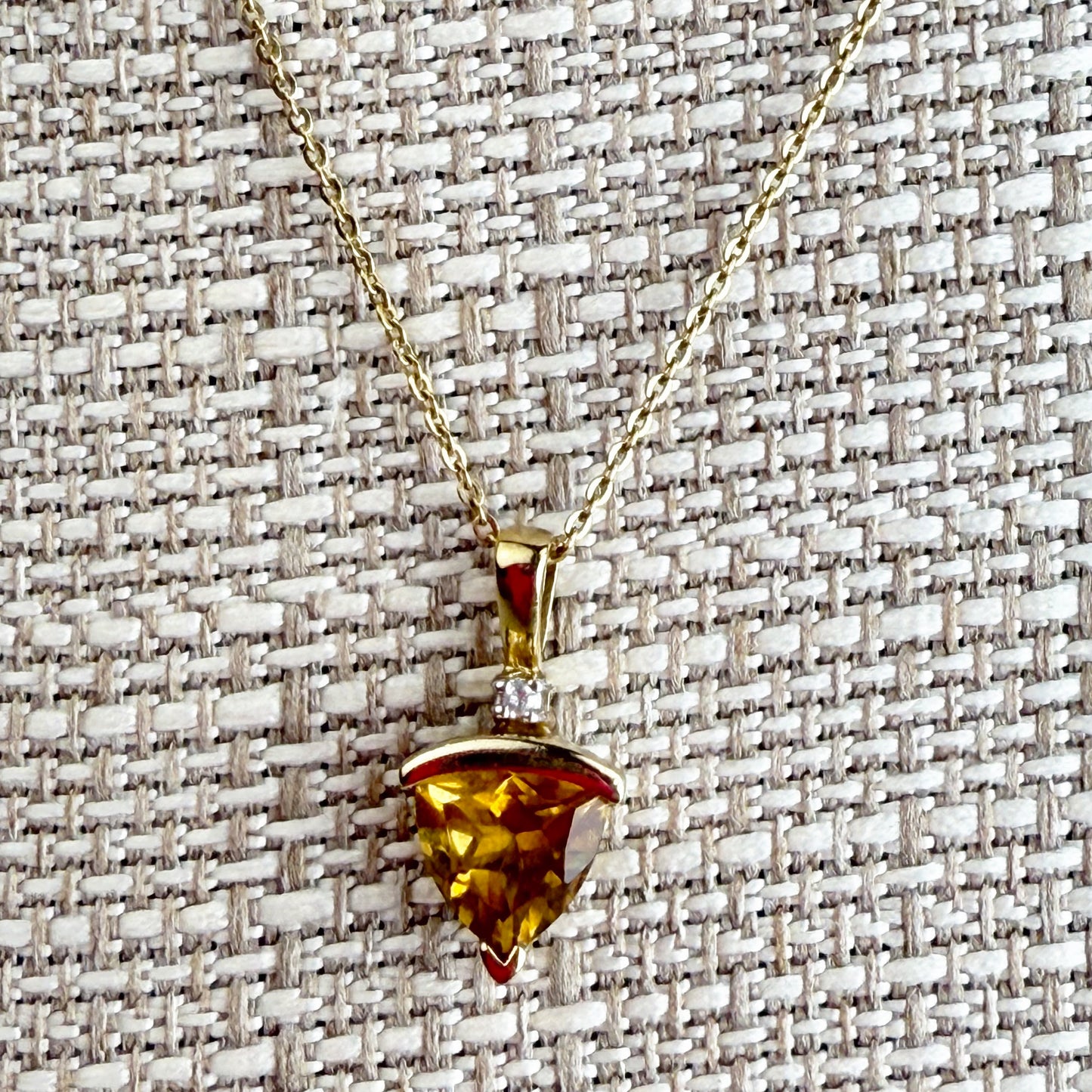 Citrine & Diamond 10K Yellow Gold Pendant