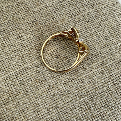 Vintage 10K Yellow Gold Bow and Diamond Ring Size 6