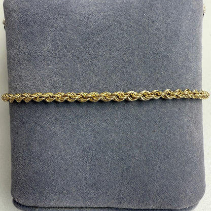 7.5" Rope Bracelet 14K Yellow Gold Chain 2.65mm 1.74g