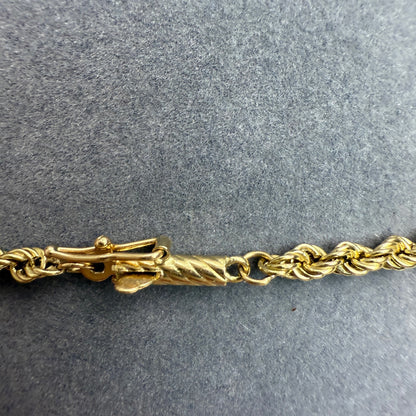 7.5" Rope Bracelet 14K Yellow Gold Chain 2.65mm 1.74g