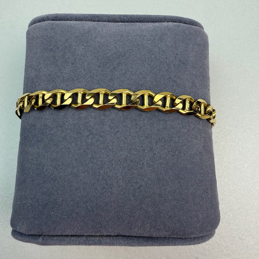 8.75" Faceted Solid Mariner 10K Yellow Gold Unisex Bracelet 6.26mm 11.87g