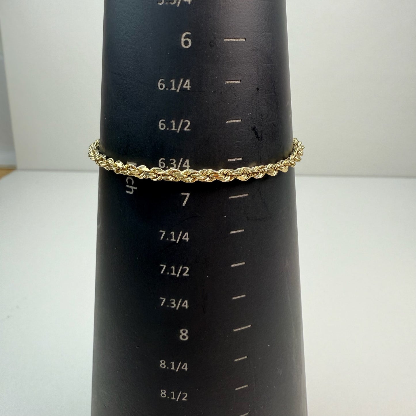 6.75" Diamond Cut Rope Bracelet 10K Yellow Gold Chain 3mm 5.0g
