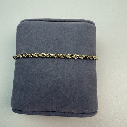 6.75" Diamond Cut Rope Bracelet 10K Yellow Gold Chain 3mm 5.0g