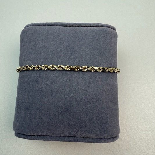 6.75" Diamond Cut Rope Bracelet 10K Yellow Gold Chain 3mm 5.0g