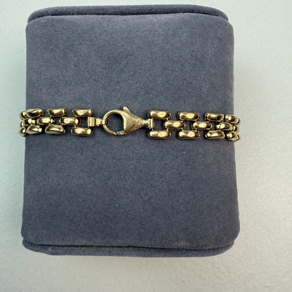 7" Panther Link 10K Yellow Gold Statement Bracelet 7.5mm 6.79g