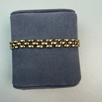 7" Panther Link 10K Yellow Gold Statement Bracelet 7.5mm 6.79g