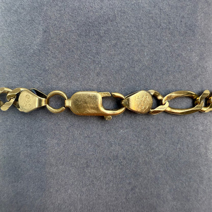 8" Italian Faceted Figaro 14K Yellow Gold Bracelet 5.6mm 8.92g
