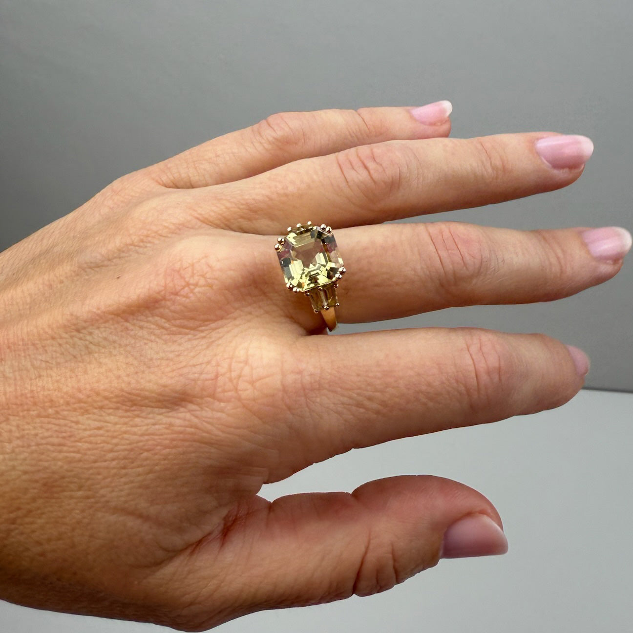 14K Vintage Citrine Yellow Gold Statement Ring Size 7