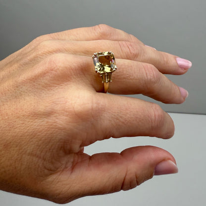 14K Vintage Citrine Yellow Gold Statement Ring Size 7