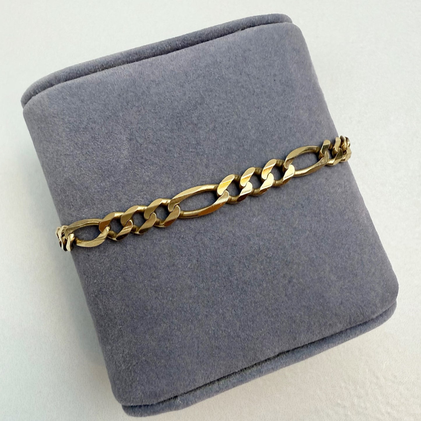 8" Italian Faceted Figaro 14K Yellow Gold Bracelet 5.6mm 8.92g