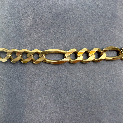 8" Italian Faceted Figaro 14K Yellow Gold Bracelet 5.6mm 8.92g