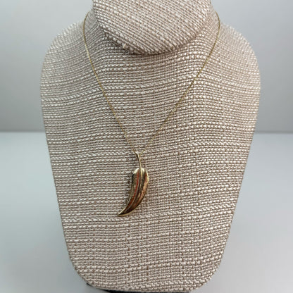 Vintage Leaf Pendant and Brooch 14K Yellow Solid Gold