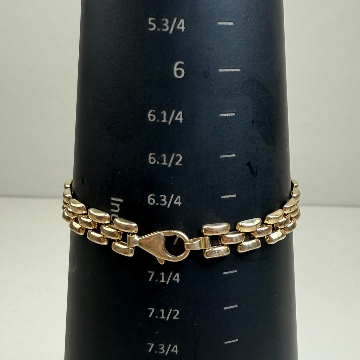 7" Panther Link 10K Yellow Gold Statement Bracelet 7.5mm 6.79g