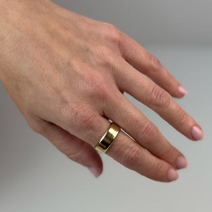 14K Bold High-Polish Wide Yellow Gold Band 7.48mm, Size 9