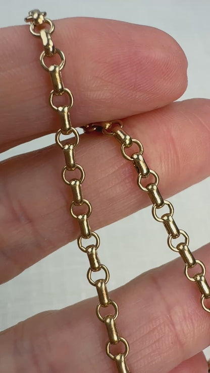 6.75" Alternating Round and Oval Rolo Bracelet 10K Gold 3.17g