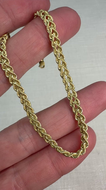 6.75" Solid 14K Yellow Gold Woven Rope-style Bracelet – 4.12 mm, 5.58 g