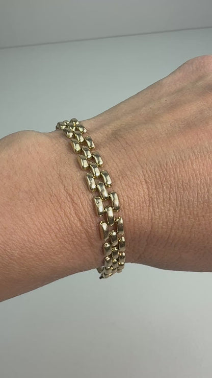 7" Panther Link 10K Yellow Gold Statement Bracelet 7.5mm 6.79g