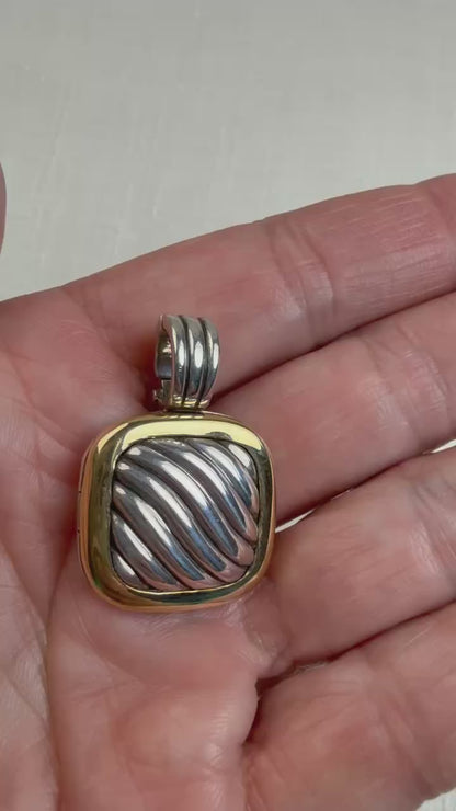 Estate Sterling Silver and 18K Yellow Gold David Yurman Iconic Locket Pendant, 16.52 grams