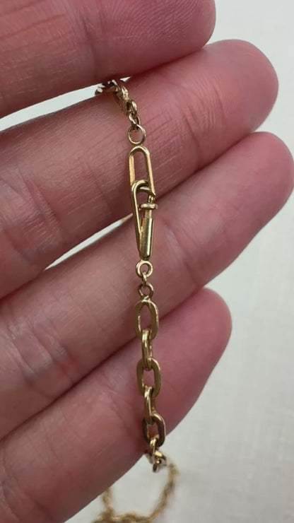 18" Vintage 14K Elongated Cable Chain 3.12mm 11.07 Grams, Mini Dog Clip Clasp