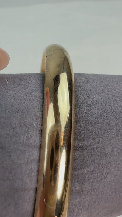 7.5" High Polished Oval Hinged Bangle Bracelet – Solid 14K Yellow Gold, 6.48 grams