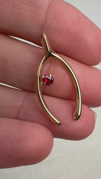 Vintage Solid 10K Yellow Gold Wishbone Pendant