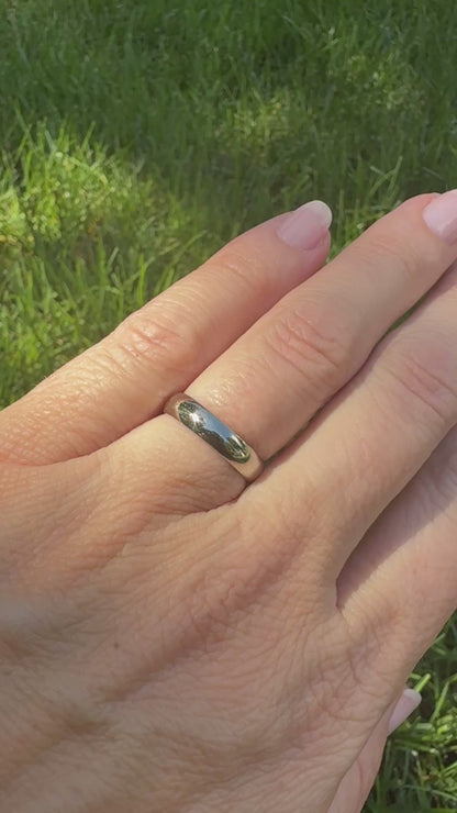 10K Solid White Gold Band Ring, Size 4.25