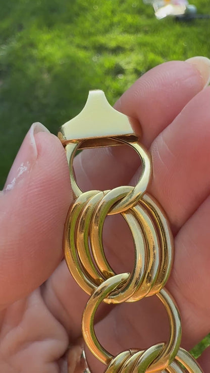 6.5" Italian Solid 14K Yellow Gold Bold Fancy Link Bracelet, 18.75 g