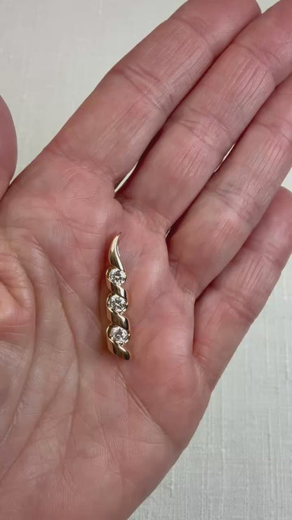 Estate Solid 14K Yellow Gold 625 ct. Diamond Sculptural Design Pendant, 3.89 g