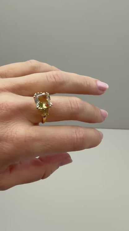 14K Vintage Citrine Yellow Gold Statement Ring Size 7