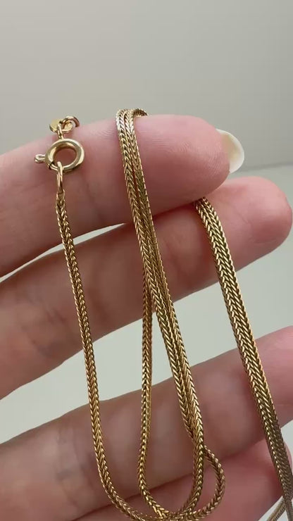 20" Solid 14K Yellow Gold Square Wheat Chain, 4.73 g