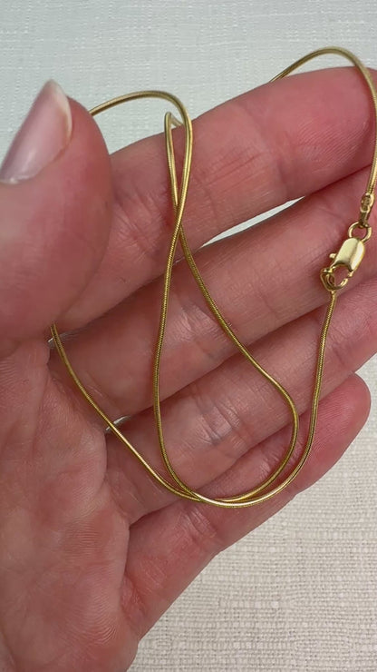 15.5" Italian UNOARRE Solid 14K Yellow Gold Snake Link Chain .91 mm 3.92g